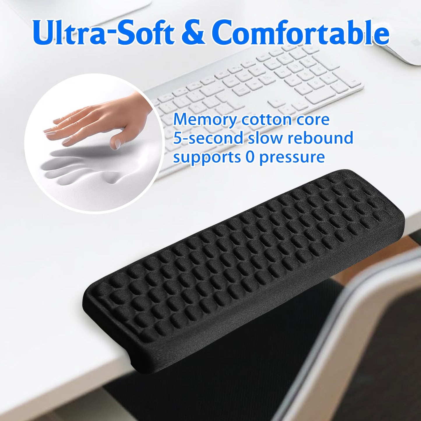 Arm Rest for Desk, L-Shaped Memory Foam Elbow Pads with Non-Slip Base, 2-Piece Ergonomic Desk Edge Cushion & Wrist Rest for Mouse & Keyboard, Desk Arm Support for Office, Gaming & Home