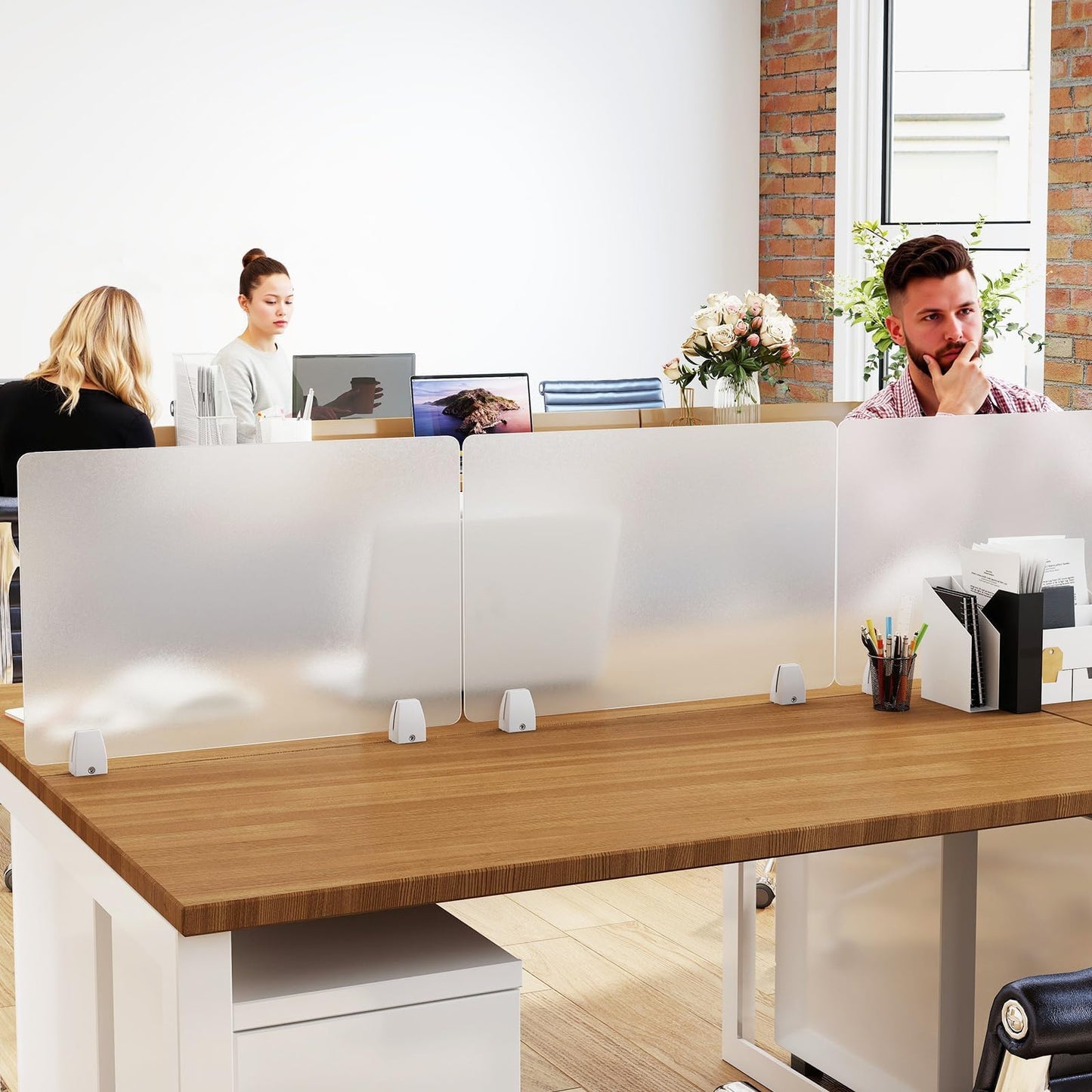 tonchean 4-Piece Desk Dividers Office Privacy Partitions, Privacy Desk Panel Protective,Table Divider with Clamps for Offices, Schools,Call Centers Workstation- 23.6“L x 15.8”W