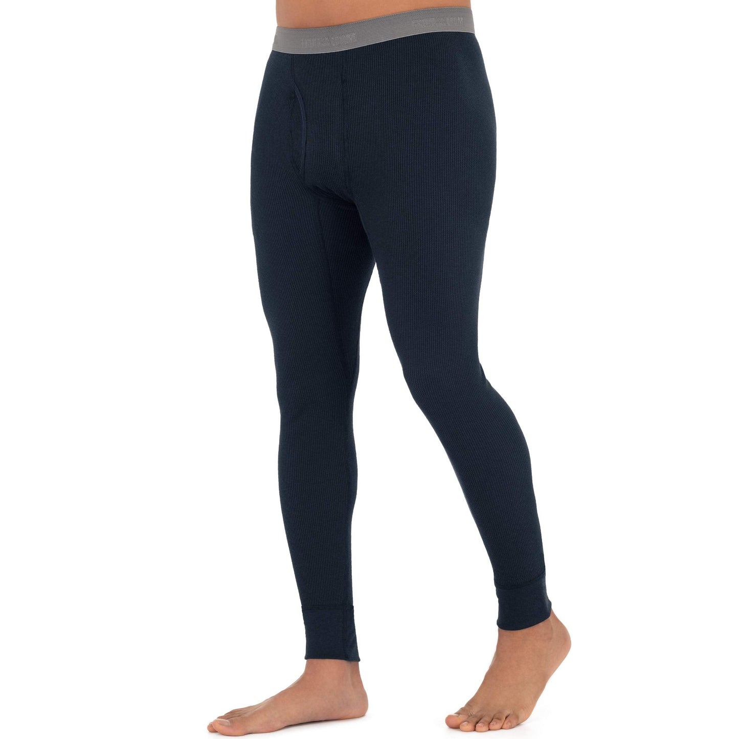 Fruit of The Loom Men's Recycled Waffle Thermal Underwear Bottom, Navy, Large