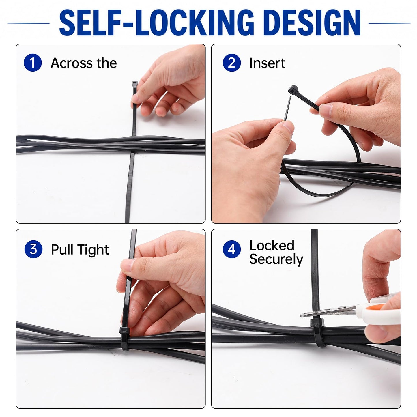 Zip Ties 12 inch, 1000 Pack Heavy Duty Black Zip Ties with 120 lbs Tensile Strength, Self-Locking Nylon Cable Ties,Wire Ties for indoor and outdoor use.