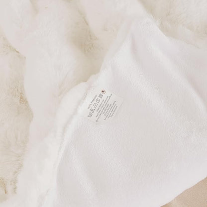 Light Beige Twin Fuzzy Faux Fur Throw Blanket for Couch Bedroom Living Room Furry Soft Fluffy Bed 60x80 Thick Warm Blanket for Winter Home Gifts 860 GSM
