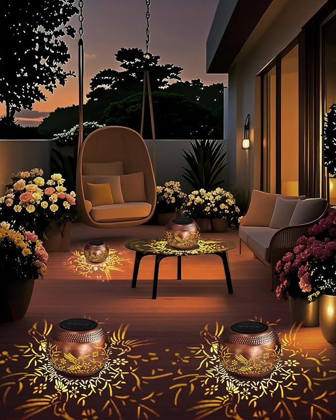 Solar Lanterns Outdoor Waterproof Hummingbird Garden Decor Birthday Gifts for Women, Mothers Day Gifts for Mom, Solar Table Lantern Decorations for Yard Patio Porch Deck Backyard Outside 2 Pack