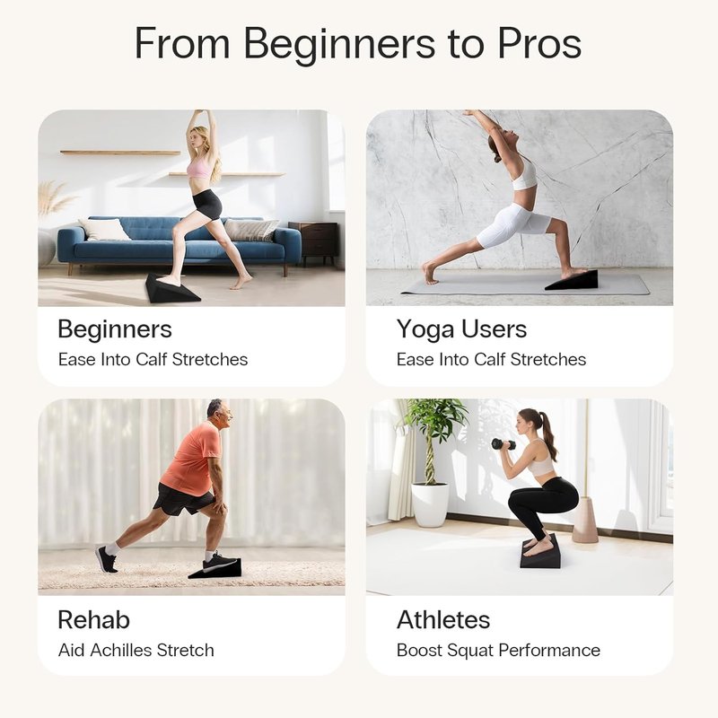 Foam Yoga Wedge Blocks - Set of 2, 16.5° Incline, Black | Ideal for Yoga, Stretching & Physical Therapy