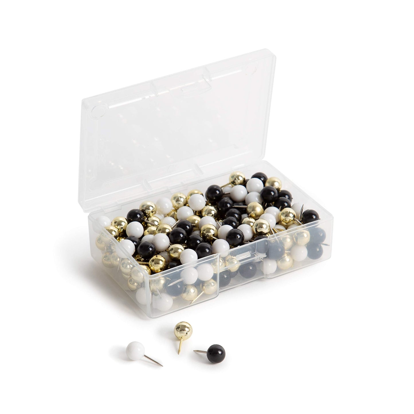 U Brands Sphere Push Pins, Black, White and Gold, 200-Count