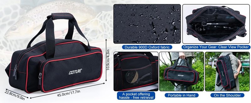 Goture Fishing Rod & Reel Combo - Red Telescopic Fishing Pole with Starter Kit & Carrier Bag | Portable 24T Travel Spinning Rod for Bass & Trout
