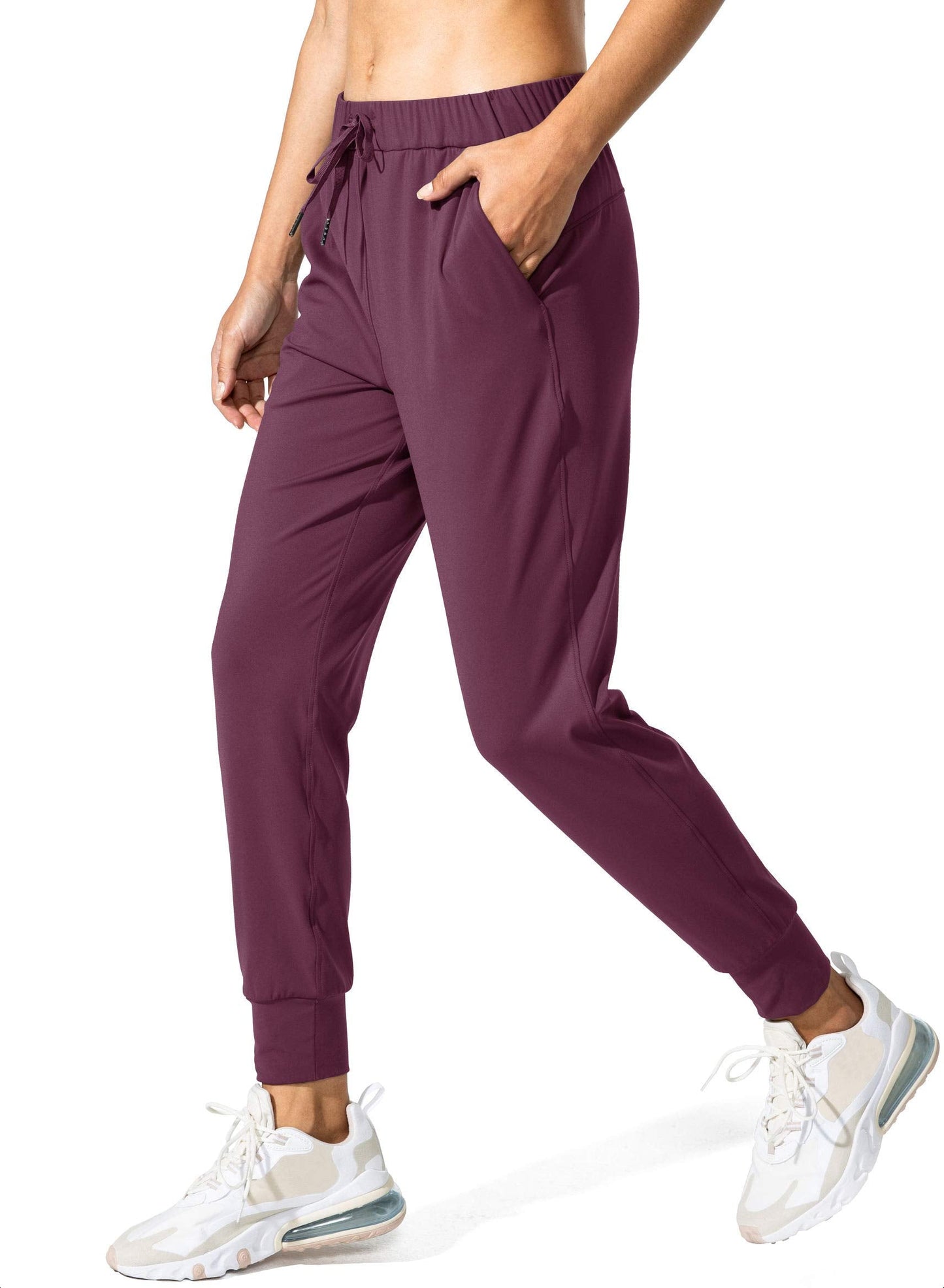 SANTINY Women's Joggers Pants Pockets Drawstring Running Sweatpants for Women Lounge Workout Jogging(Burgundy_XXL)