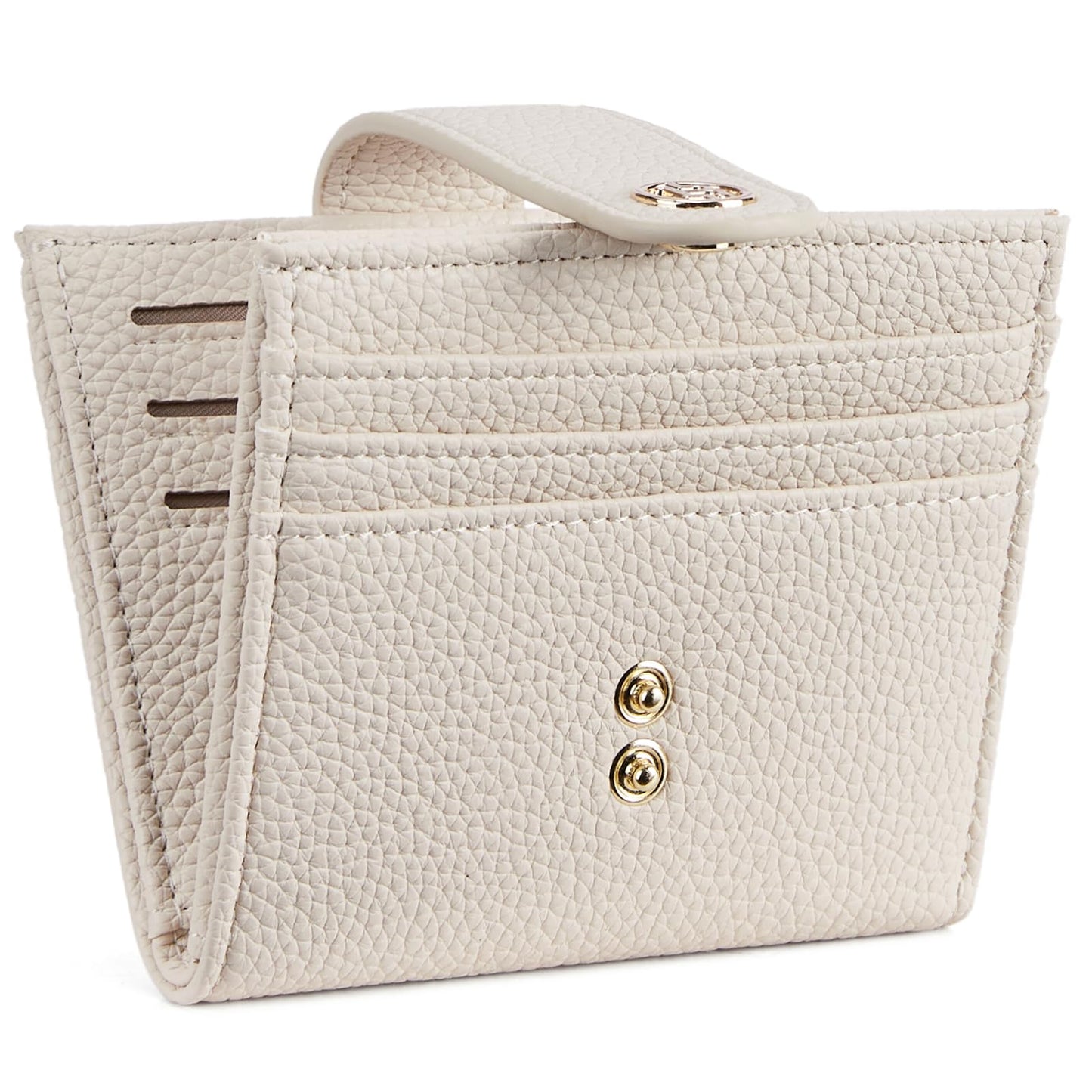 BOSTANTEN Slim Wallet for Women Small RFID Blocking Credit Card Holder Leather Bifold Wallets with Zipper Coin Pocket Beige