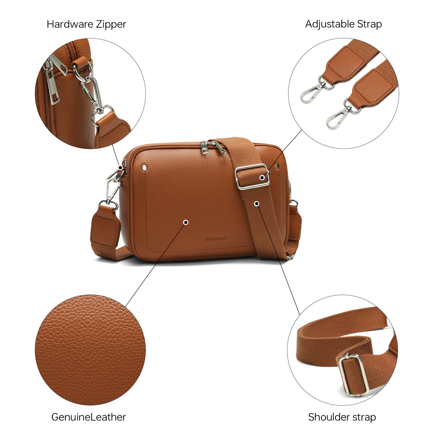 Goinsound Womens Crossbody Purse with Wide Strap Shoulder Handbags with Adjustable Strap and Rfid Card Slots