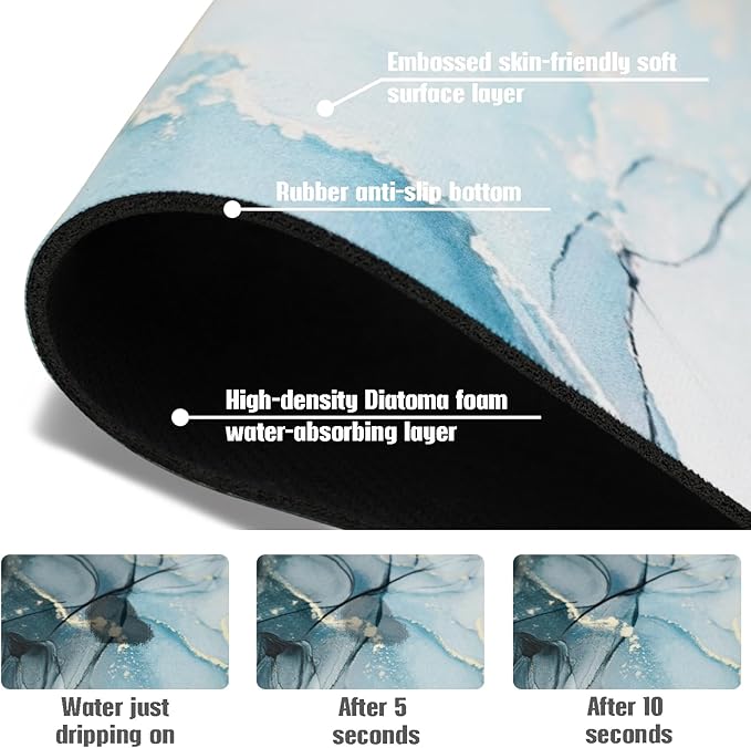 Sink Faucet Absorbing Mat, 2 Pack Drying Mat Around Faucet Sink Splash Guard