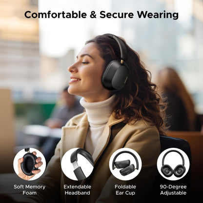 UGREEN HiTune Max5c Wireless Headphones Hybrid Active Noise Cancelling Bluetooth 5.4 ANC Over Ear Earphone, Hi-Res LDAC & Spatial Audio, Clear Call with Mic, EQ & App, 75H Playtime, Dual Connection