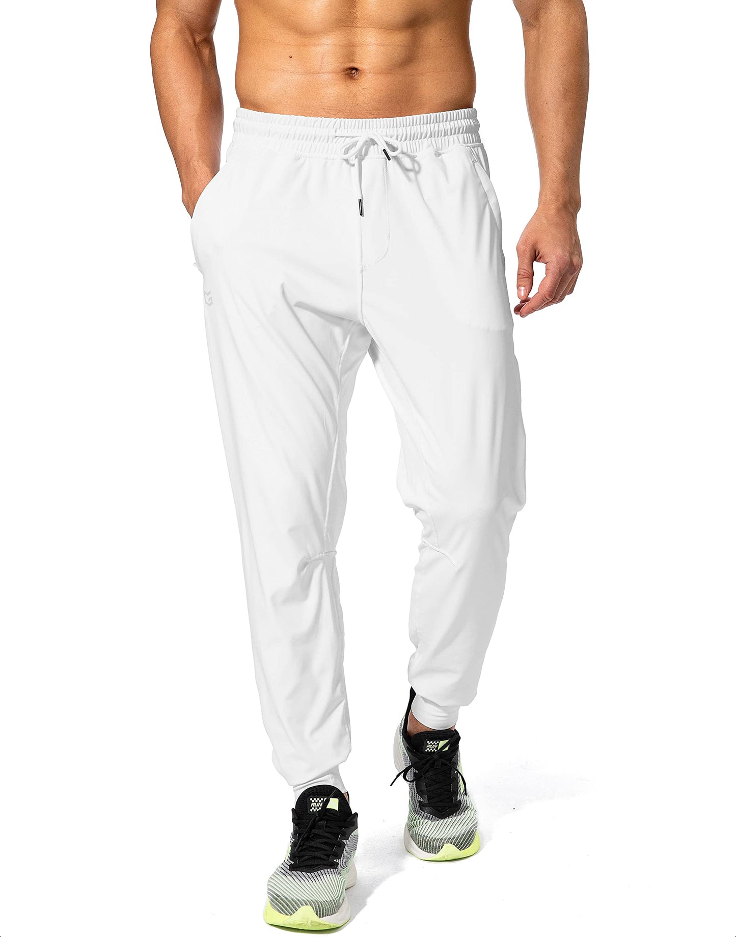 G Gradual Men's Sweatpants with Zipper Pockets Athletic Pants Traning Track Pants Joggers for Men Soccer, Running, Workout(White,XS)