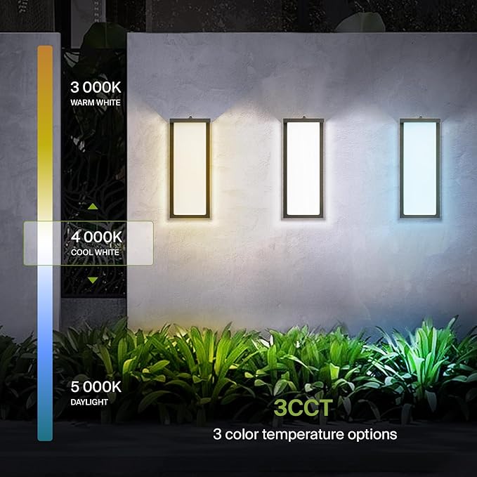 ASD LED 14" Outdoor Wall Light, Dusk to Dawn Front Door House Sconce | 3CCT, Photocell, Waterproof, ETL Listed | 20W 1900LM 3000-5000K 120V | Exterior Patio Lighting Fixture, Porch Lamp | Black