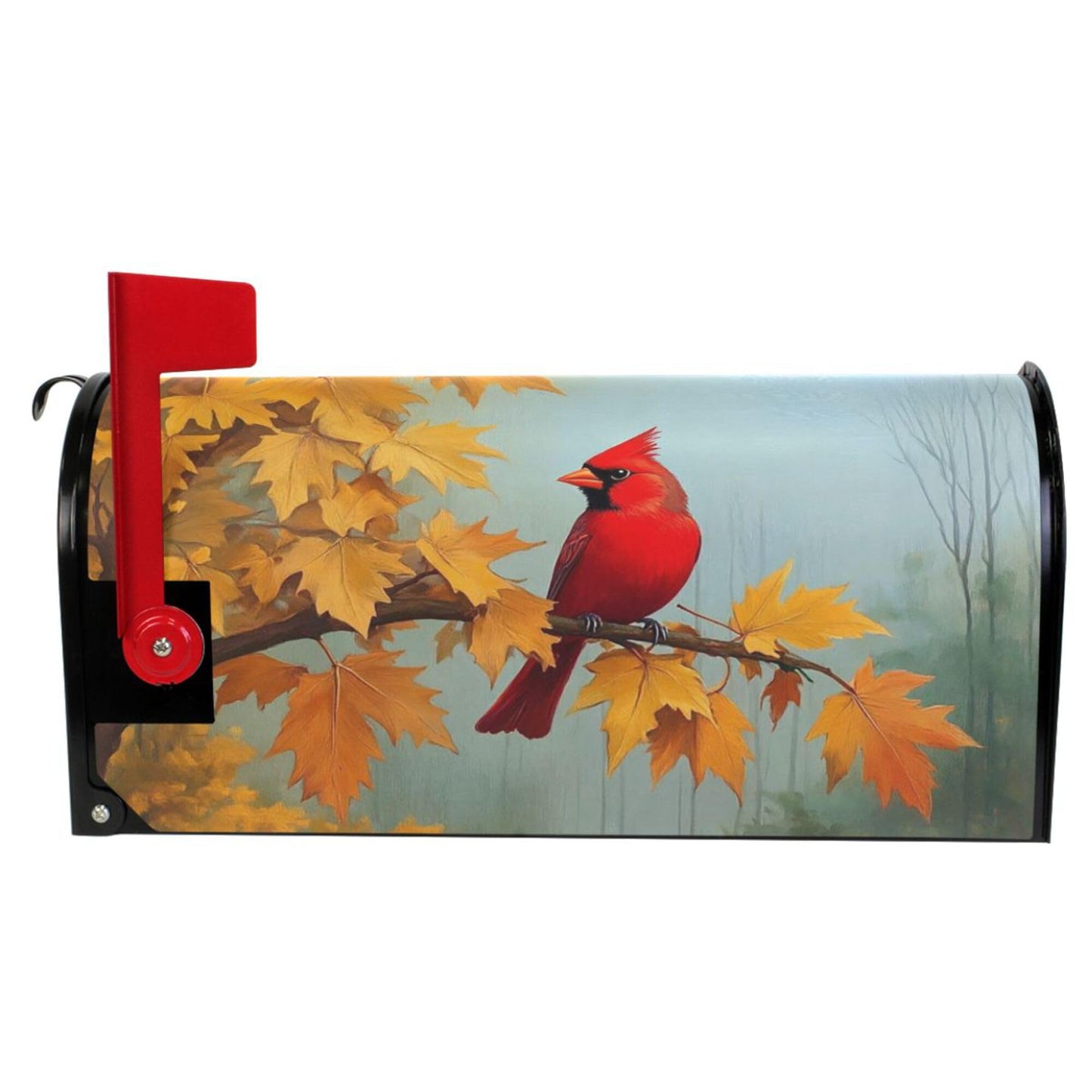 Wamika Autumn Melody Mailbox Covers Standard Size Fall Cardinal Bird Sunflower Maple Leaves Magnetic Mail Wraps Cover Letter Post Box 21" Lx 18" W