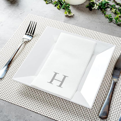 Luxenap 15.8 X 7.9 Inch Linen-Feel Guest Towels, 50 Lettered Hand Towels