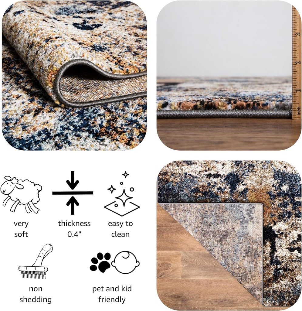 Keen Home Design Runner Rugs - 32"x143" Non-Shedding, Thick Pile Abstract Rugs for Kitchen, Living Room, Bedroom, Dining Room, Entryway - Size: 2'8" x 11'11", Skies Multi