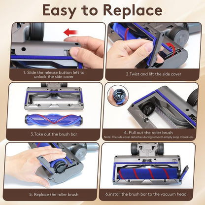 Vacuum Replacement Heads for Dyson V7/V8/V10/V11/V15,180 Degree Rotating Cleaning Blind Spot Dust,2 in 1 Vacuum Attachments for Thin Carpets,Hardwood Floors & Tiles
