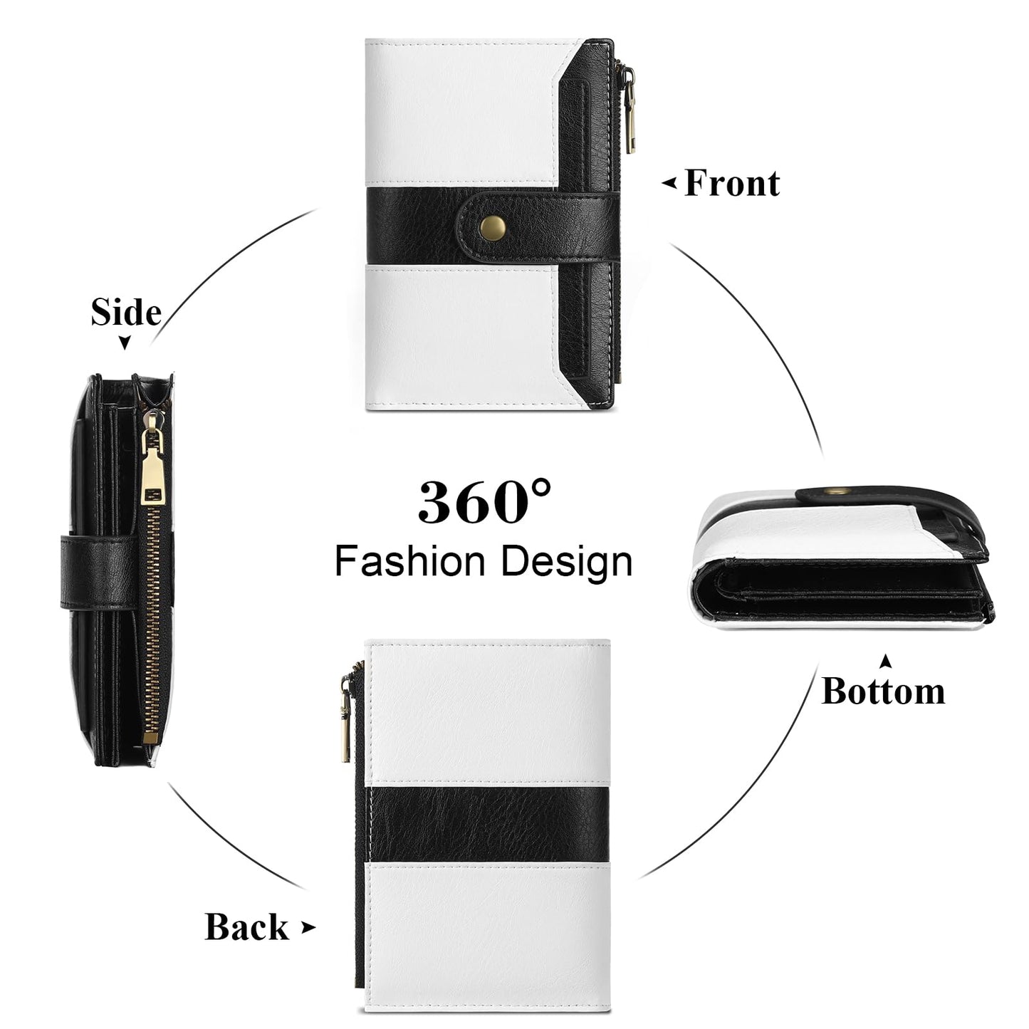SENDEFN Small Wallets for Women Leather Bifold Compact RFID Blocking with ID Window