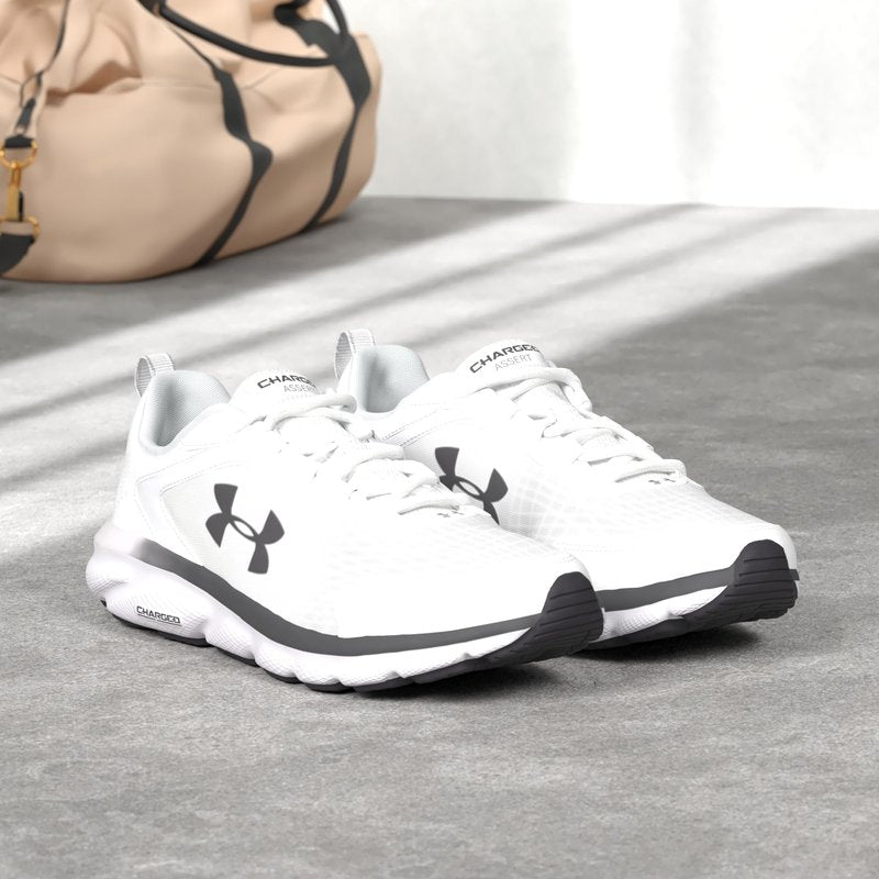 Under Armour Mens Charged Assert 9 Running Shoe, White(100 Black, 11 X-Wide US