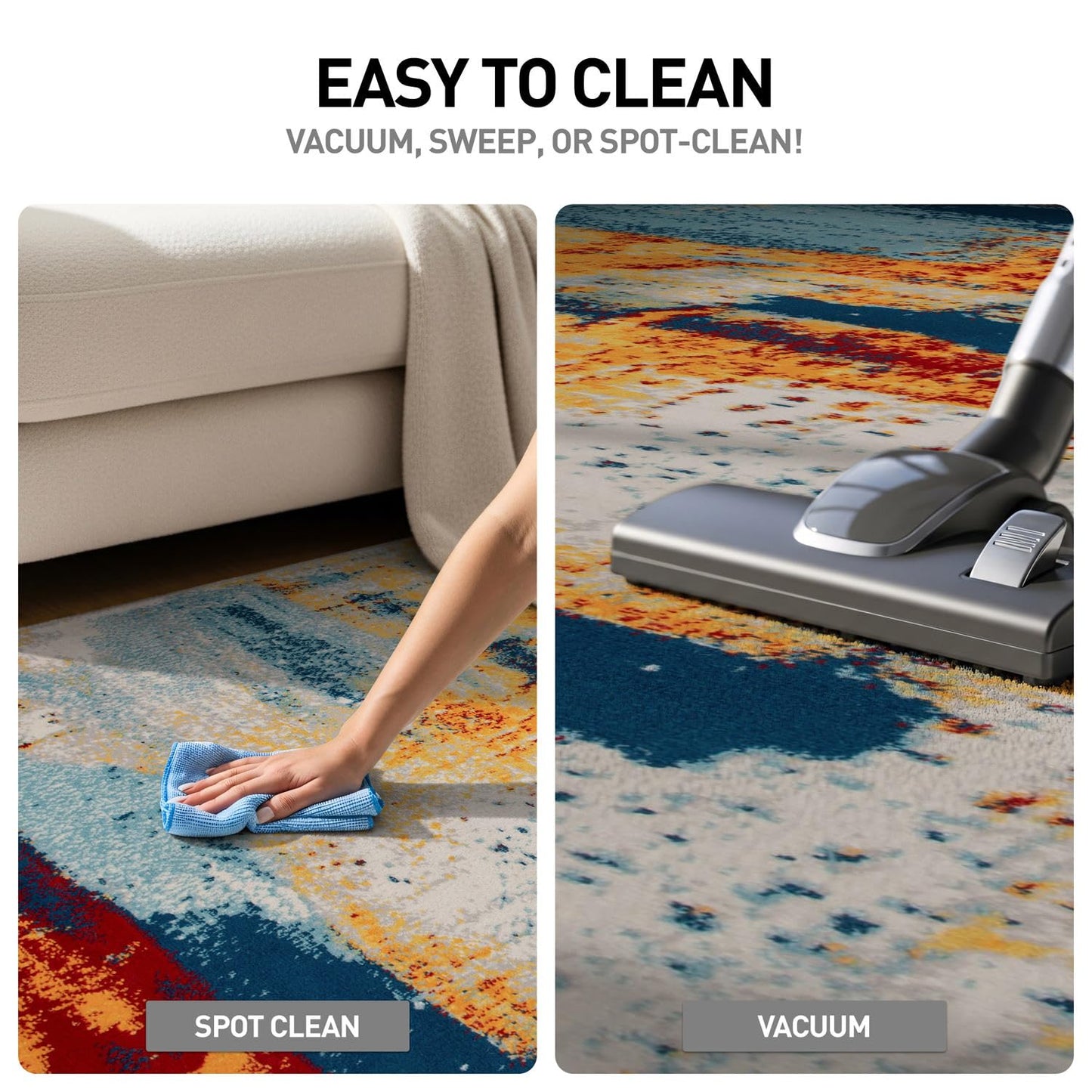 Rugshop Sky Collection Abstract Area Rug, Carpet with Jute Backing for Office or Small Living Space, 3'3" x 5'