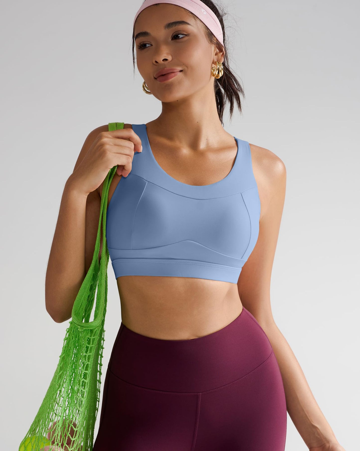 RUNNING GIRL High Impact Sports Bras for Women,Racerback Running Bra Workout Crop Tank Tops Longline Sports Bra Push up(WX2667 Blue,S)