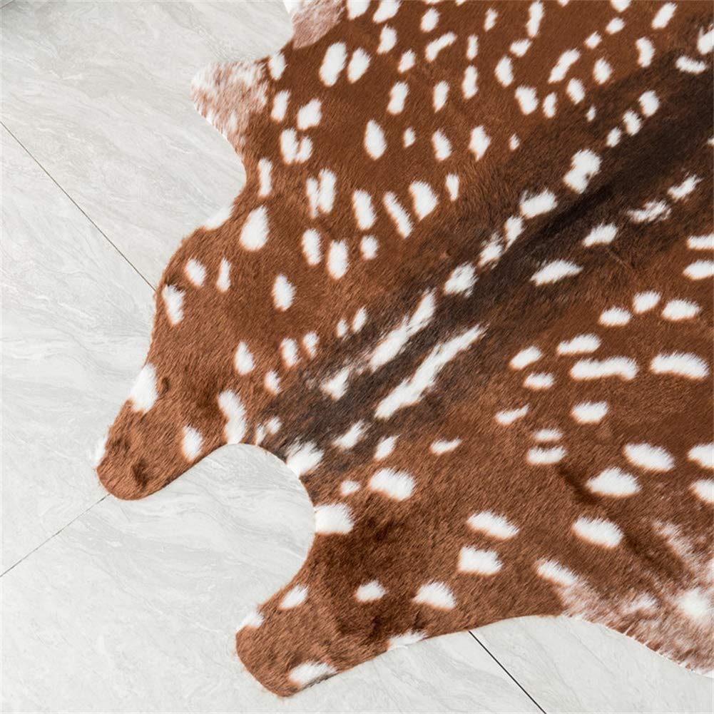 Faux Cowhide Rug Animal Skin Area Rug Deer Rug Cow Hides and Skins Mat Sika Deer Carpet for Home Livingroom 6.1x5ft