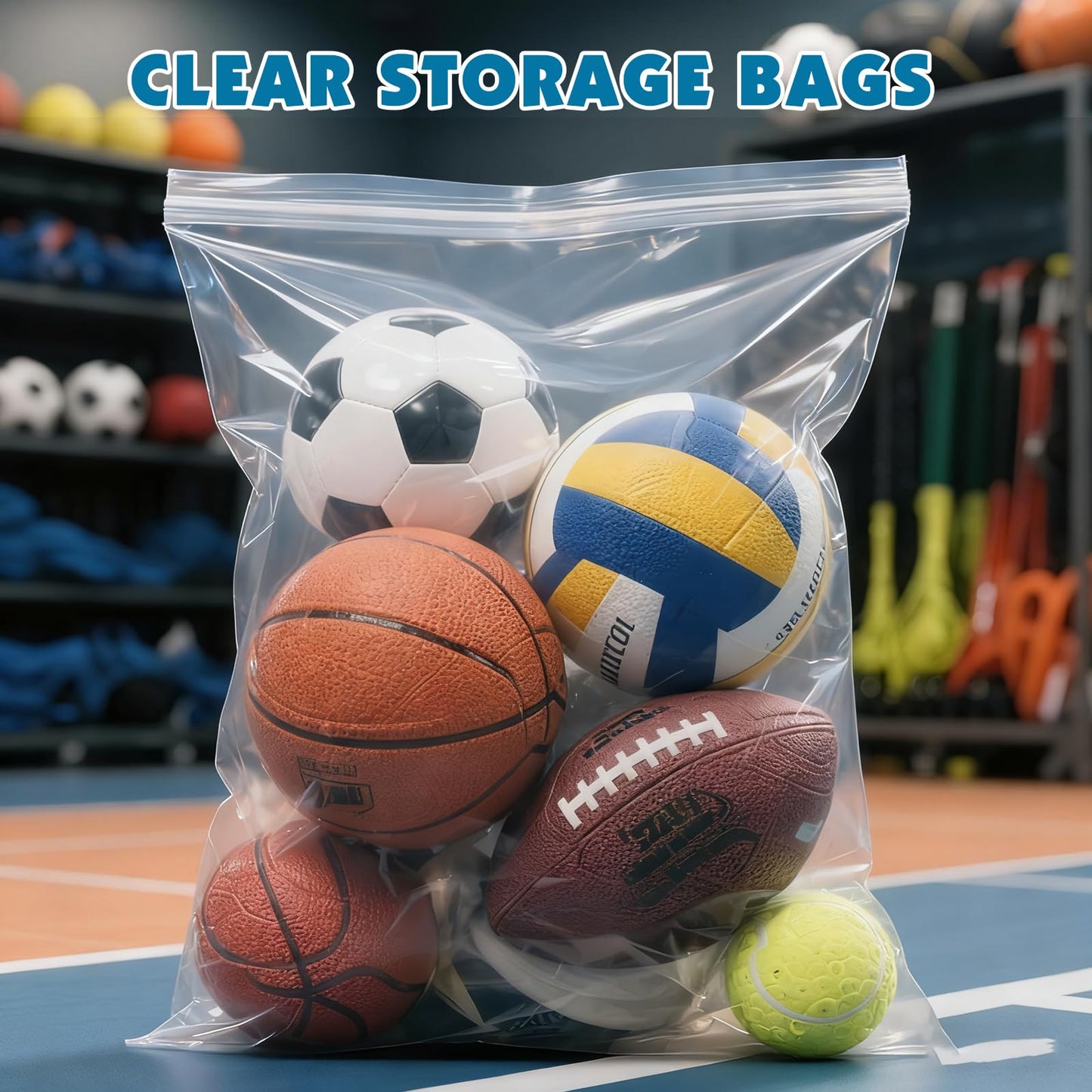 20 Pack Large 5 Gallon Storage Bags with Zipper Top, 18 x 24 inch Zipper Bags, Clear Plastic Bag for Storage, Reusable, Sealable Storage Bag for Clothes, Travel & Moving, Double-sided Thickness 4 Mil
