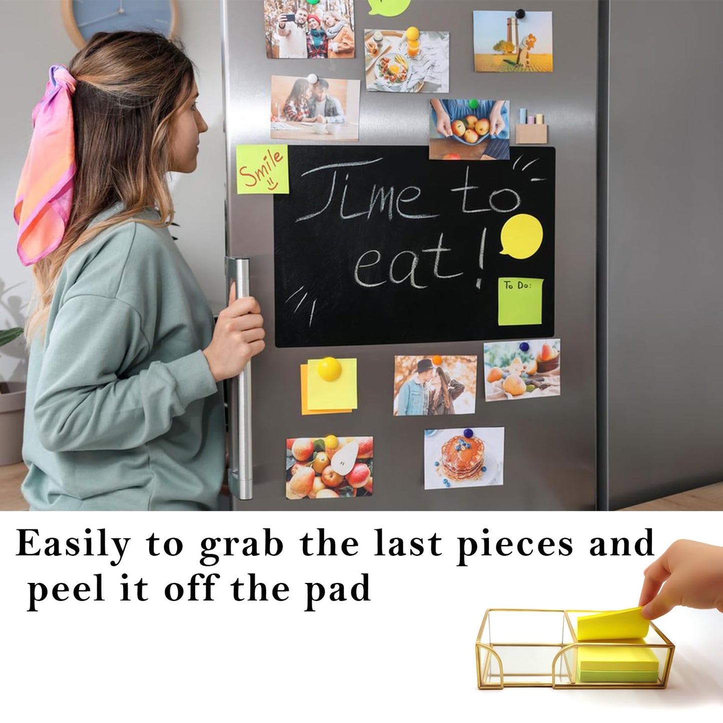 Shonmogar Glass Sticky Note Holder,2 Slots Gold Post It Note Dispenser for Desk,3 x 3 Inch Post It Note Holder, Stylish Sticky Note Dispenser for Home Office Desk Table Drawer