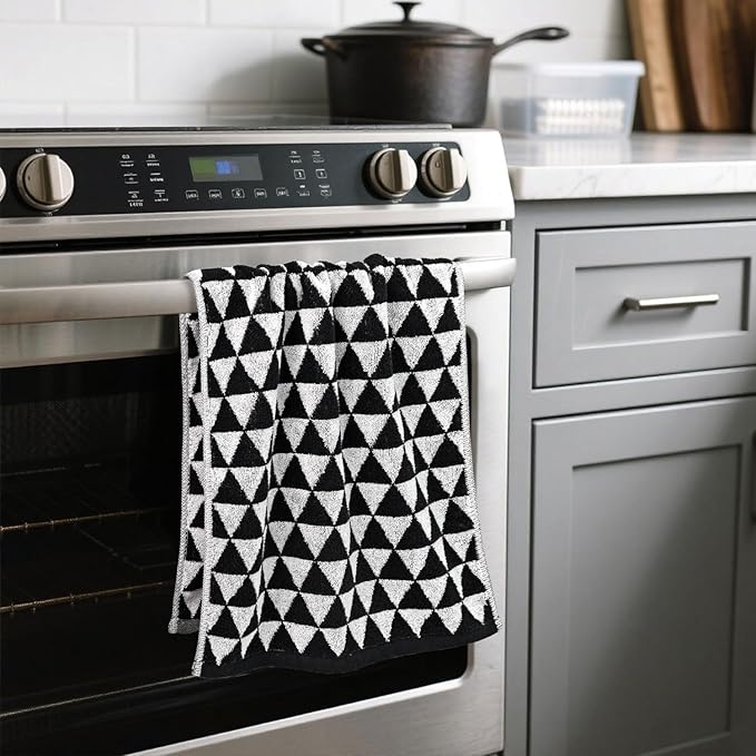 Black Hand Towels for Bathroom & Kitchen, 2 Pack Cotton Quick Dry Towels for