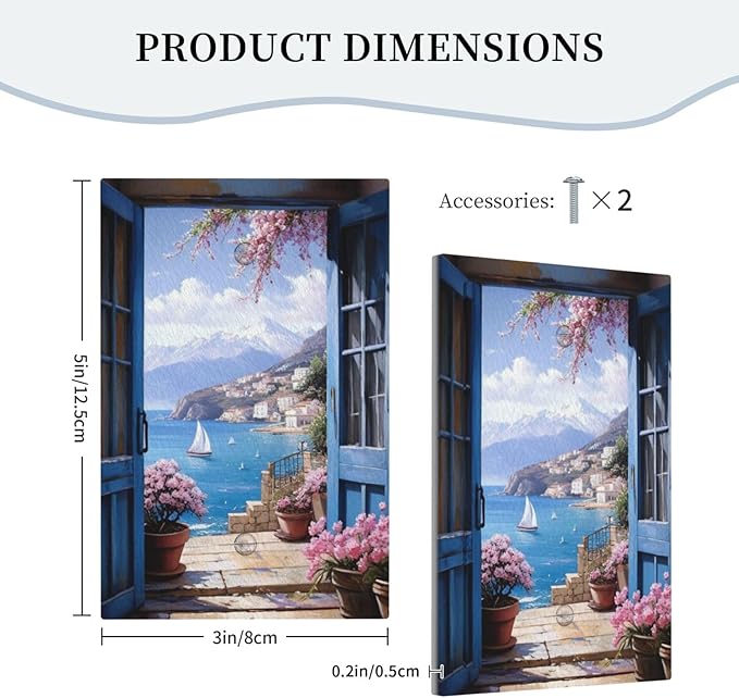 Decorative Art Light Switch Covers Seaside Window View 1 Gang No Device Blank Switchplate Electrical Faceplate for Home Decor