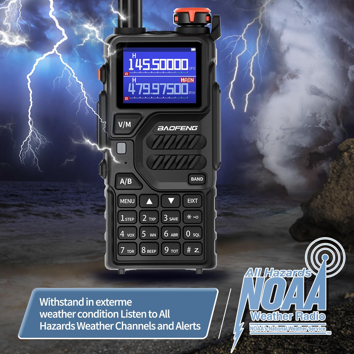 BAOFENG K5PLUS Radio Ham Radio 10W Rechargeable Walkie Talkies Long Range UV32 5RM Handheld Two Way Radio NOAA Weather Radio with Copy Frequency,USB-C Charging for Hunting Survival Gear