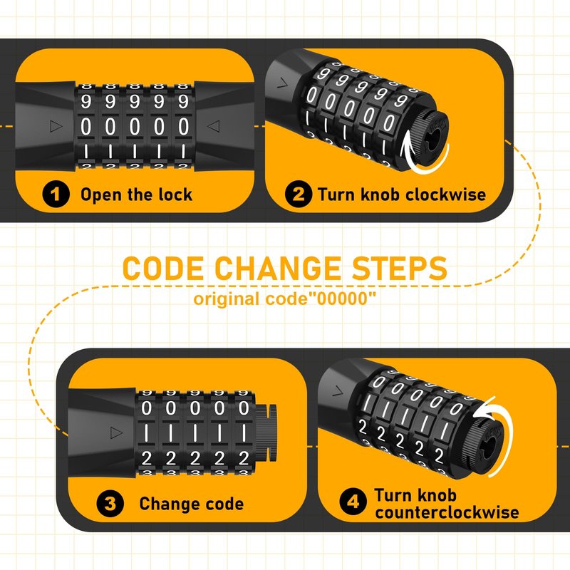 Honszex Electric Scooter Lock, Bike Lock, Cable Lock with 5-Digit Combination, Double Cable Locks Anti-Theft 41 Inch for Electric Scooter, Bike, Bicycle, Electric Scooter Accessories