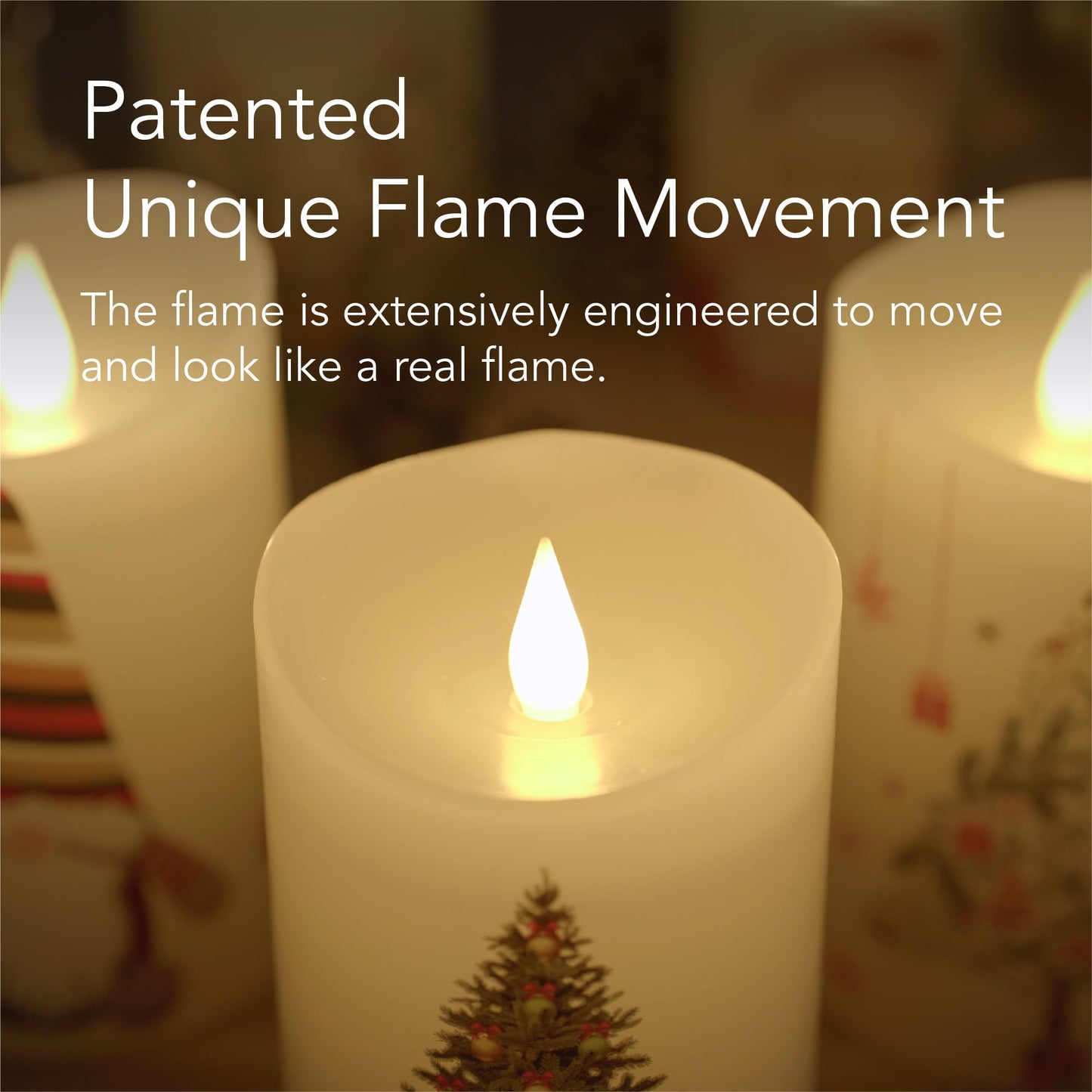 Softflame Christmas Flameless Candles with Remote Control, 3"x 5"Battery Operated Flickering 3D Wick Real Wax Pillar Santa Claus Candle