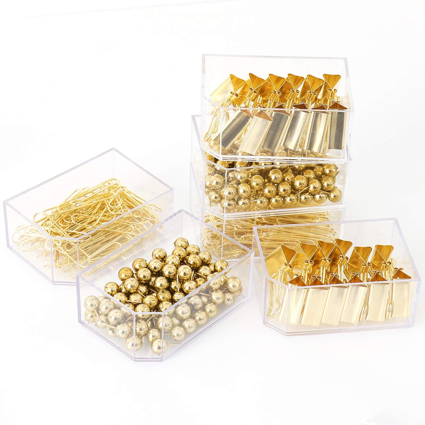 Gold Binder Paper Clips Set,182pcs Large Paper Clips,Binder Clips,Push pins, Office Supplies Clips for Women,Desk Accessory