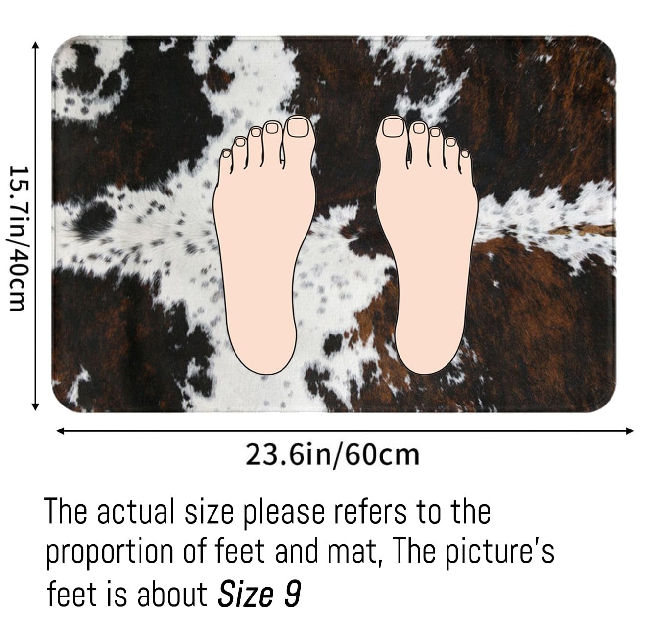 Western Cowhide Cow Print Bath Mats 15.7x23.6 Inch for Bathroom, Soft Absorbent Cow Bath Rug Non-Slip Floor Rug Carpets for Kitchen Bathroom Laundry Bedroom Living Room Decoration