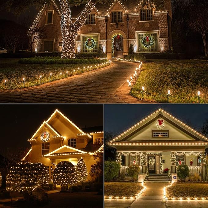 Brizled Gentle Twinkle C5 Christmas Lights, 33ft 100 LED Christmas String Lights, Connectable 120V Warm White Xmas Tree Light Indoor Outdoor Twinkle Xmas Light for Tree Home Holiday Wedding Decor