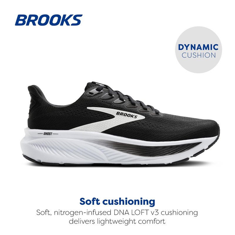Brooks Women’s Ghost 17 Neutral Running Shoe - Black/Grey/White - 6 Wide