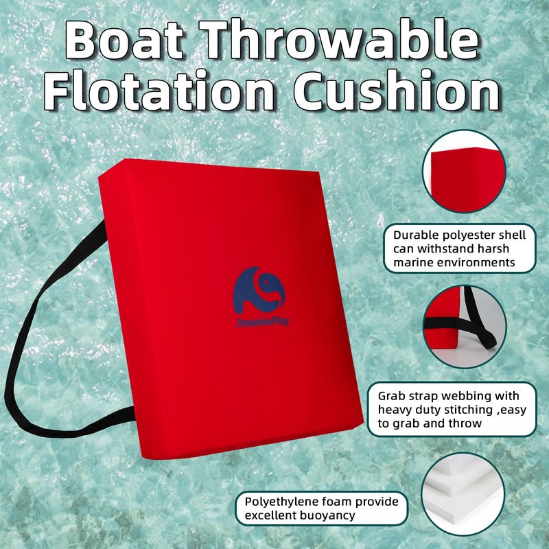 Throwable Flotation Cushion,Emergency Marine Foam Flotation Throwable Device,USCG Approved Type IV PFD Boat Throw Seat Cushion Life Preserver Emergency Safety Equipment for Boat Kayak Canoe Red-1PK