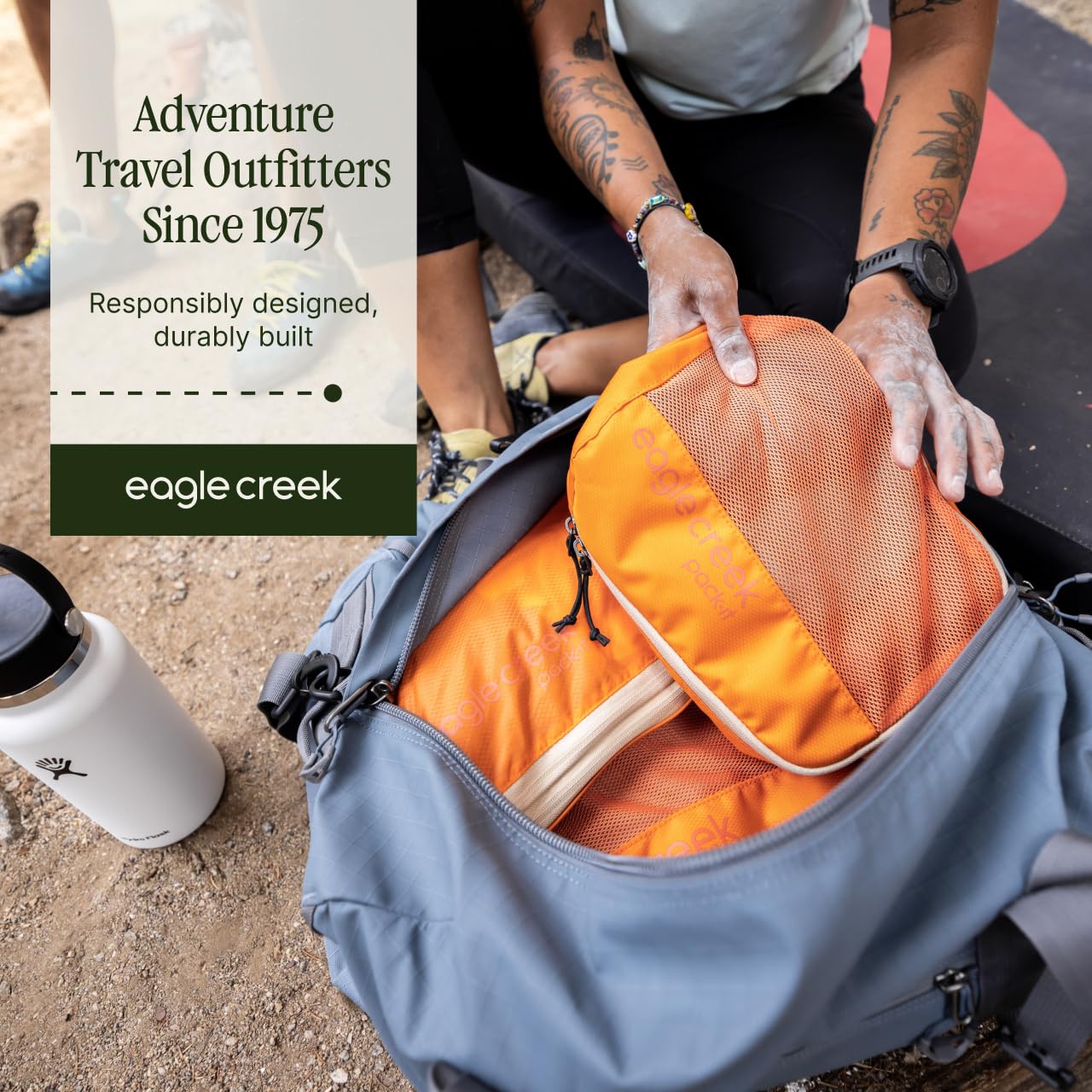 Eagle Creek Pack-It Reveal Cube Set - Packing Cubes for Compartmentalizing Luggage - Durable - Ultra-Lightweight - Water-Resistant - Easy Grab Zipper Pull - Mesh Windows - Mandarin - XS/S/M