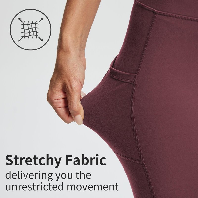 baleaf Biker Shorts Women Yoga Gym Workout Spandex Running Volleyball Tummy Control Compression with Pockets Soft 8" Wine Red L