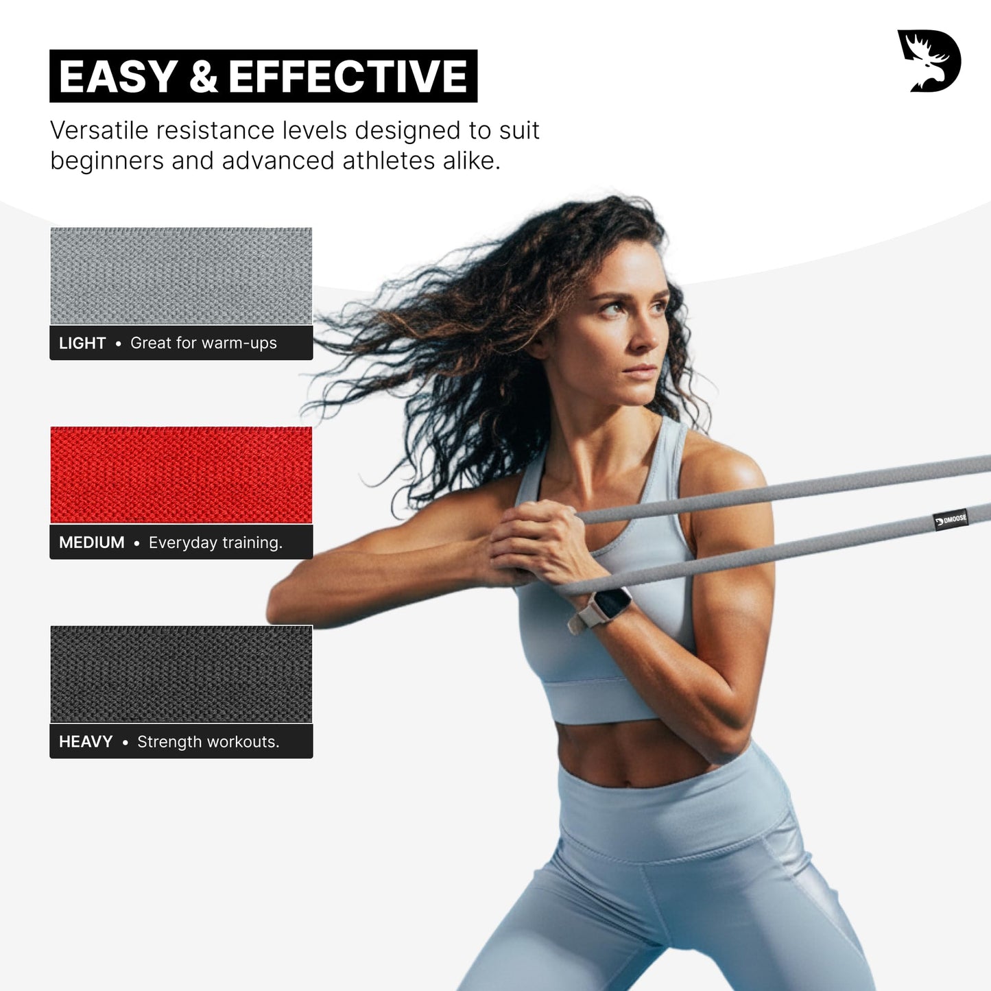 DMoose Fabric Resistance Bands for Working Out, Long Workout Bands, Pull Up, Thick Cloth, Long Resistance Band, Non Slip Long Bands for Working Out (Pack of 3)