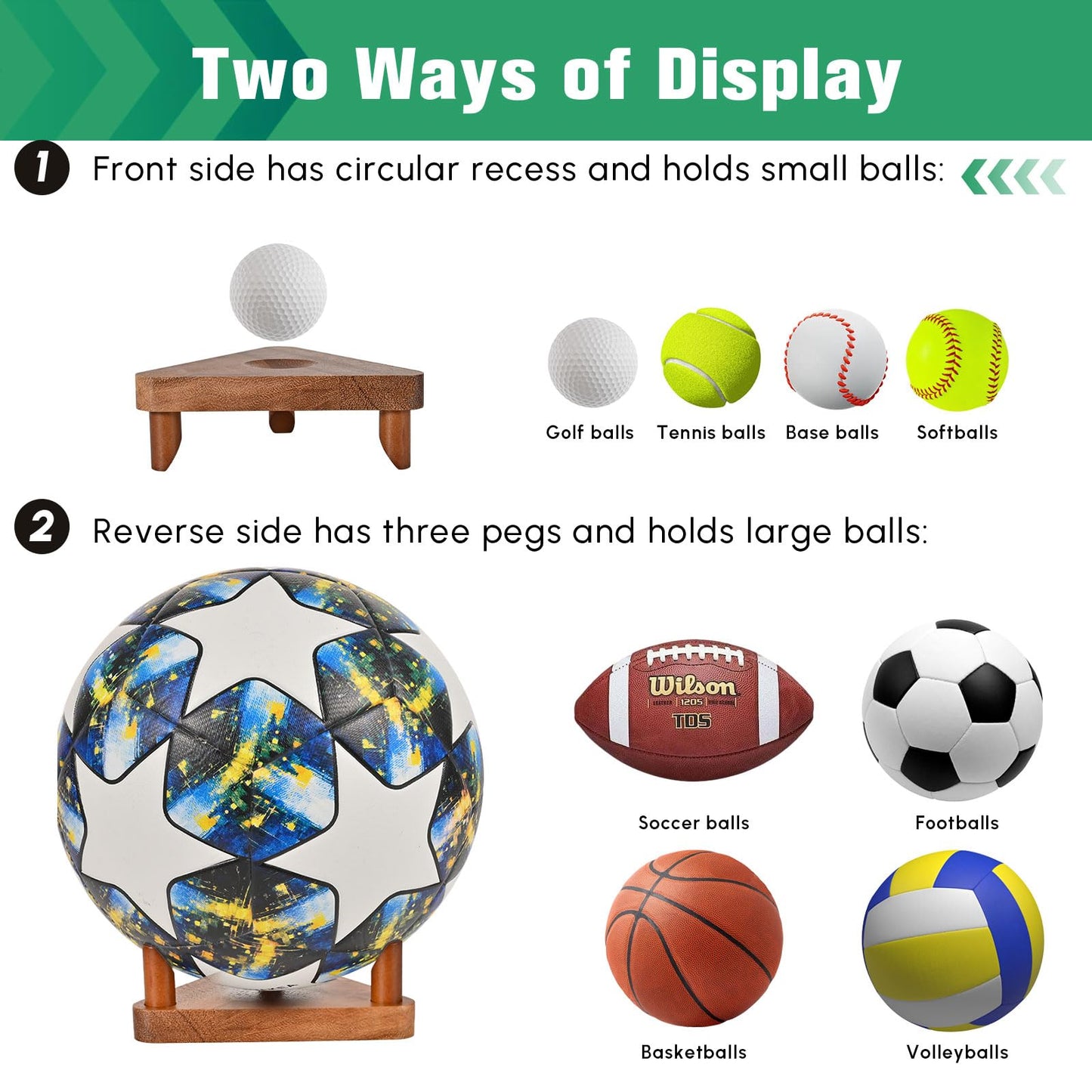 CRNHIGY Ball Racks, Soccer Racks, Basketball , Volleyball Souvenir Display , made of walnut wood