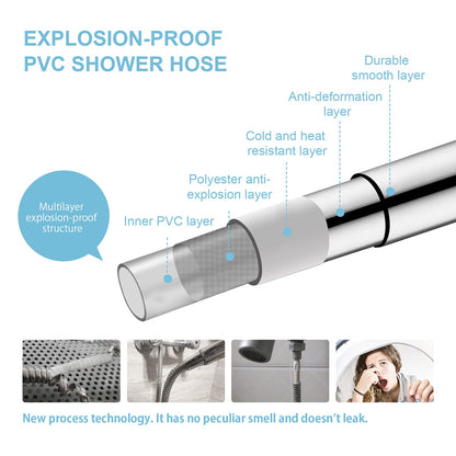 OFFO Ultra-Flex Shower Hose, Premium RV PVC Handheld Shower Head Hose Flex Hoses Extension with Brass Insert and Nut for Bathing Pet Bathing, 60 in Silver Gray