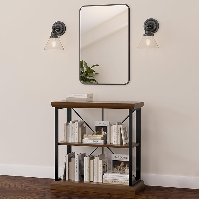 Design House Augustin Wall Sconce, 1-Light, Seeded Glass Warm Glow, Dimmable, Up/Down Glow, Easy Installation, E26 Socket, Black, 7.9 in L x 8.5 in D x 11.1 in H, 589028-BLK
