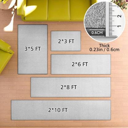 AREDO Runner Rug with Non Slip Rubber Backing, Washable Soft Floor Carpet for Kitchen, Hallway, Entryway Indoor, Bedroom, Laundry, Low Pile Area Rugs, Solid color with Pointillism style, 2*10 ft GREY