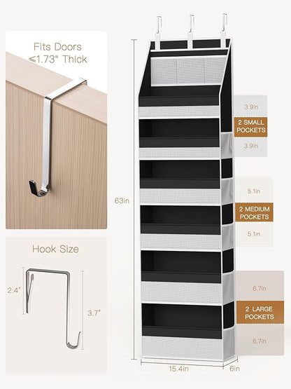 Criusia 2 Pack Over the Door Organizer, Heavy-Duty 6-Shelf Hanging Storage