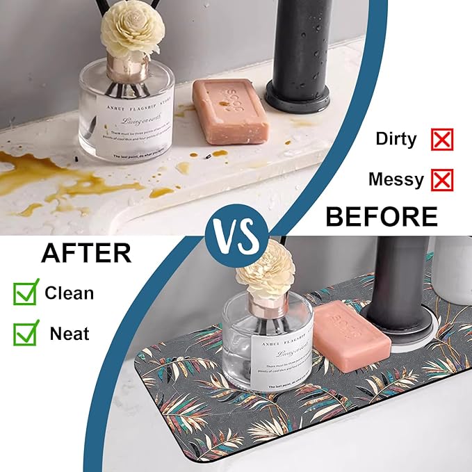 Ceramic Texture Kitchen Sink Splash Guard Faucet Mat Kitchen Tiles Super