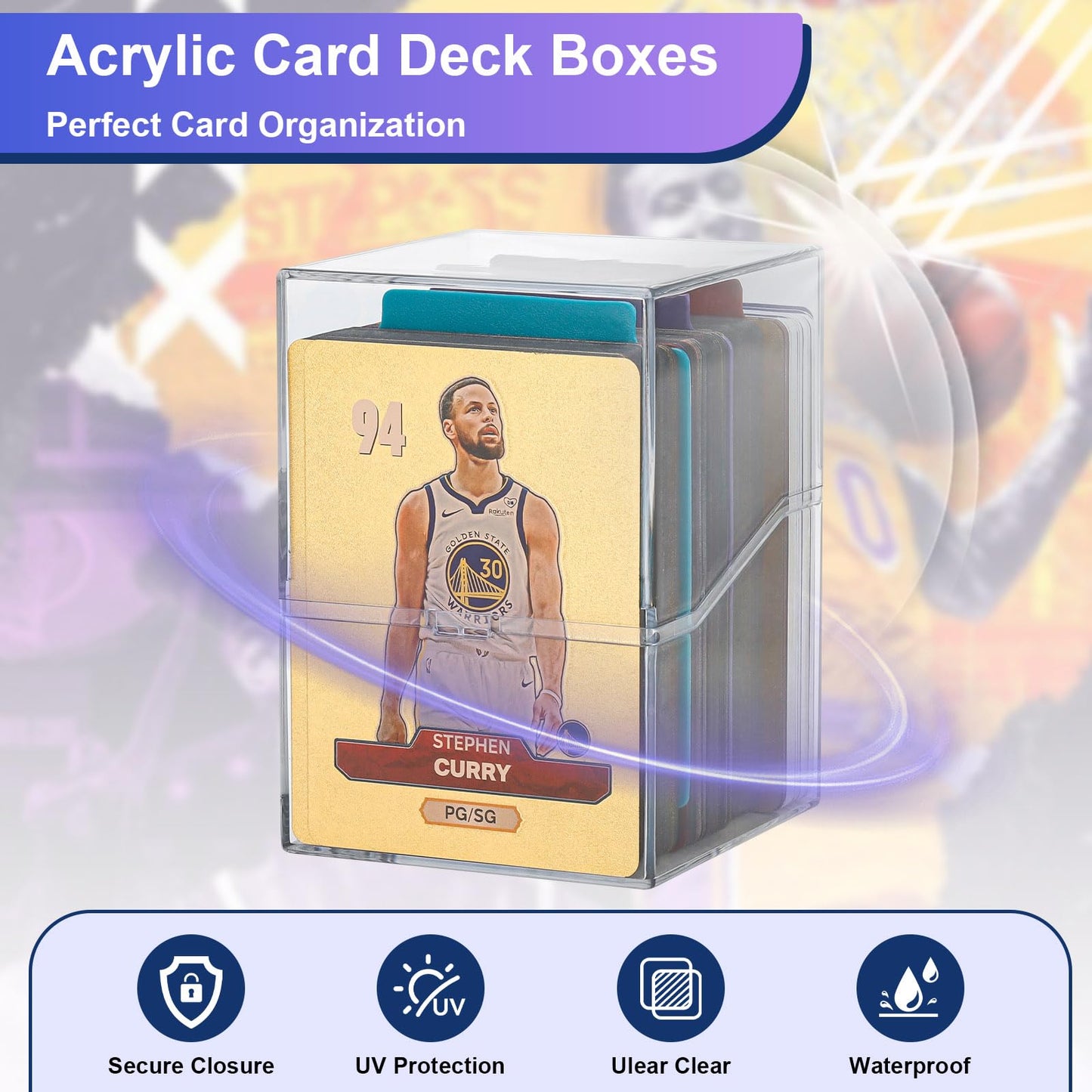 guaiboshi 6 Pack Card Deck Boxes: Transparent Storage for TCG, MTG, YuGiOh, Sport Cards and Other Collectible Cards – Compact Clear Organizers, Holds 800+ Cards, Ideal for Collection and Storage