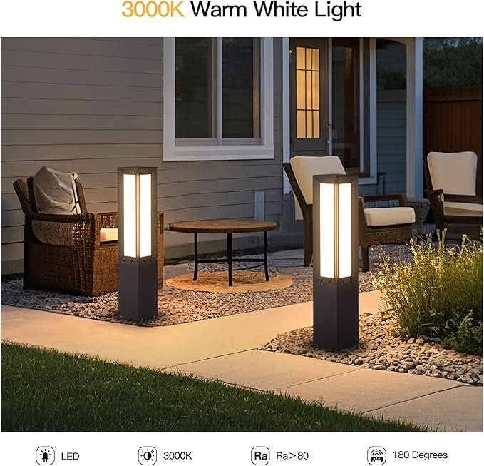 Solar Pathway Light, 31.5" Landscape Path Lights Outdoor Waterproof, Aluminum Driveway Lamp Solar Powered, Dusk to Dawn Walkway Lantern 3000K LED Bollard Lighting for Patio Lawn Garden Sidewalk