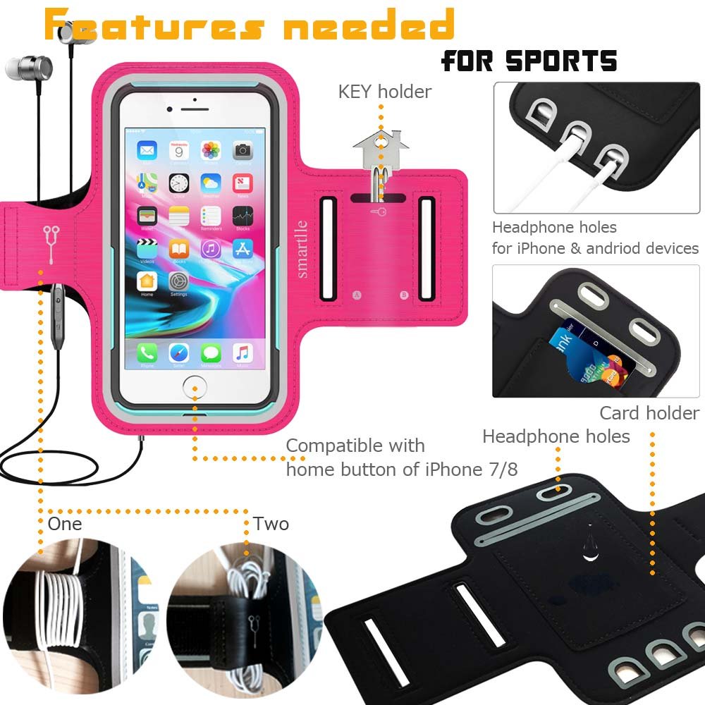 Arm Phone Holder for Running, Armband Cellphone for iPhone 15 14 13 12 11 Pro Max/XR/8 7 6s Plus, for Galaxy A/S/Note Up to 6.9’’, for Exercise Gym Fitness Sports Gear-Black