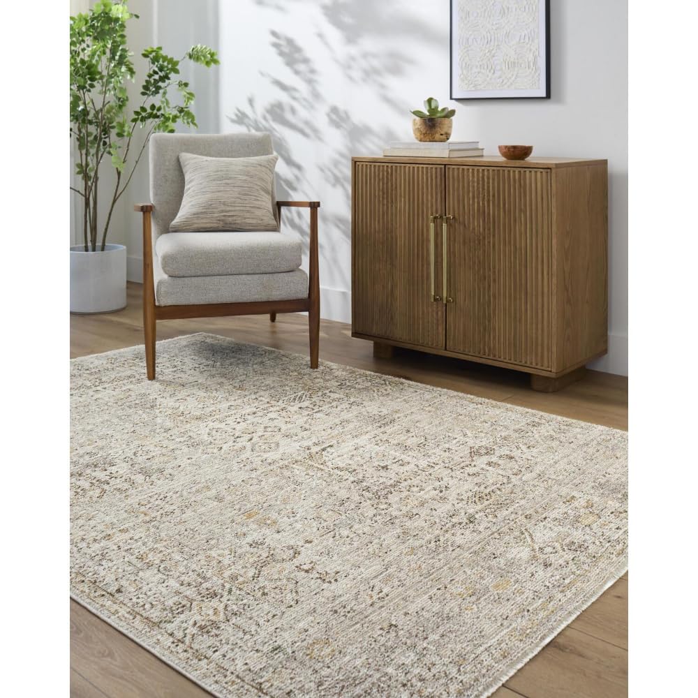 Livabliss x Galey Alix Myrtle Avenue I Vintage Medallion Area Rug, 7'10" x 10'2" (8' x 10'), Taupe